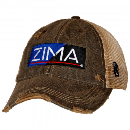 Zima Logo Retro Brand Mesh Black Trucker Hat - WearYourBeer